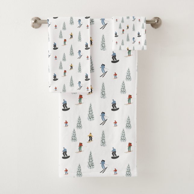 Winter Downhill Pattern Bath Towel Set (Insitu)