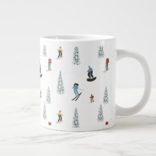 Winter Downhill Pattern Large Coffee Mug