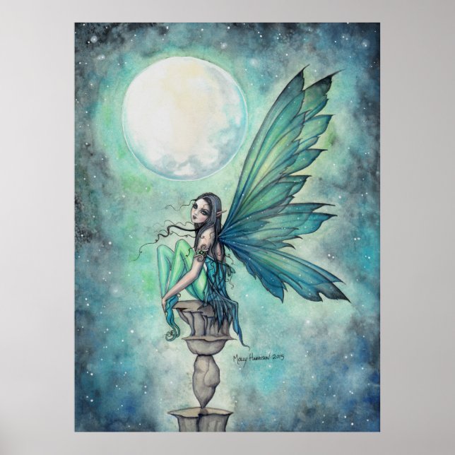 Winter Dream Fairy Fantasy Art Watercolor Acrylic Poster (Front)