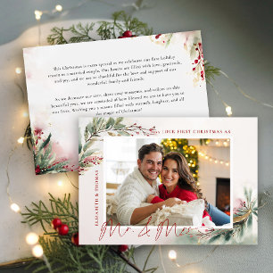 Winter Dream Greenery Photo First Christmas Mr Mrs Holiday Card