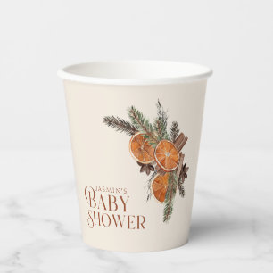 Winter Dried Orange Cinnamon Baby Shower Paper Cups