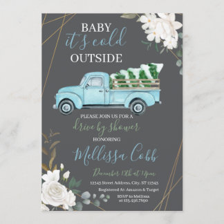 Winter Drive By Baby Shower Invitation