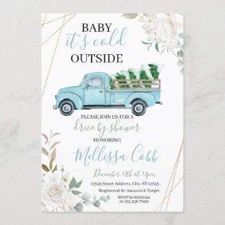 Winter Drive By Baby Shower Invitation