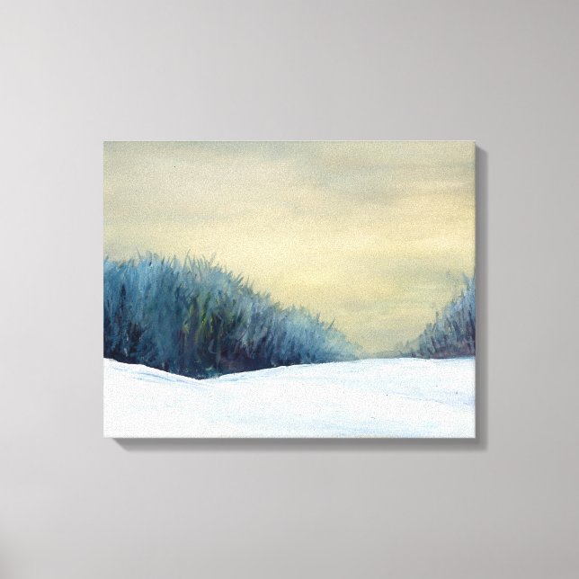 Winter dusk art painting canvas print (Front)