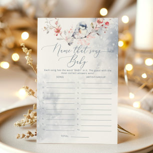 Winter dusty blue Baby Shower Name that song game