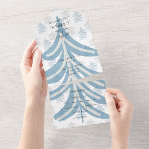 Winter Dusty Blue Floral Winter All In One  All In One Invitation