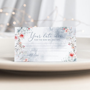 Winter dusty blue snow Date night idea Enclosure Card