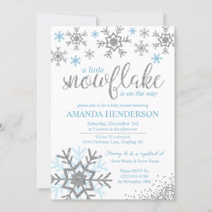 Winter Dusty Blue Snowflake Baby Shower Invitation