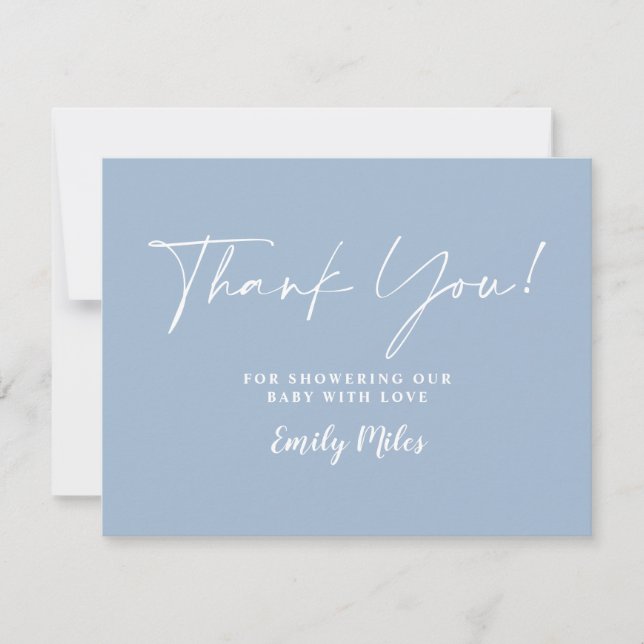 Winter Dusty Blue Thank You Card (Front)