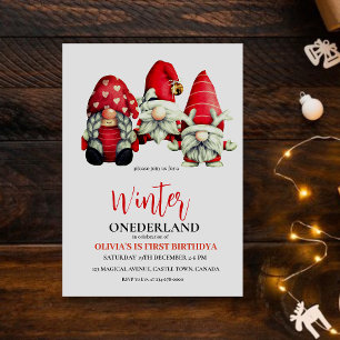 Winter Dwarves Scandi Cute Birthday Party Invitation