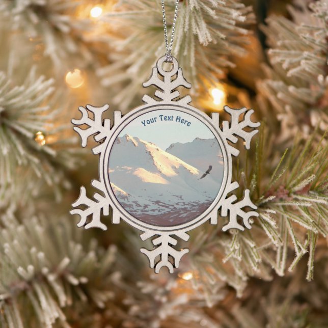 Winter Eagle Snowflake Pewter Christmas Ornament (Tree)