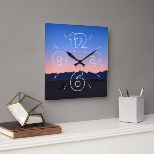 Winter early morning square wall clock