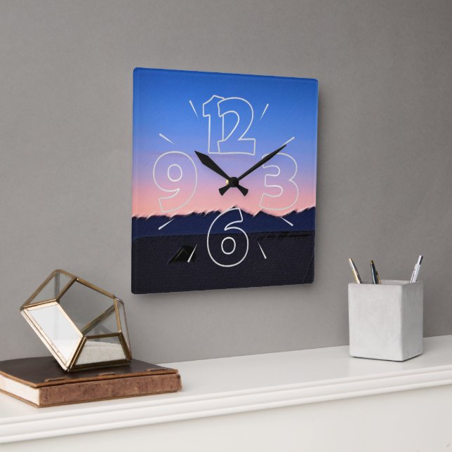Winter early morning square wall clock (Office)