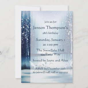 Winter Egrets Birthday Invitation