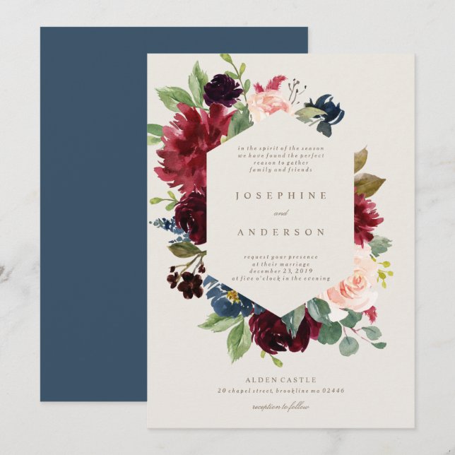 Winter Elegance Wedding Invitation (Front/Back)