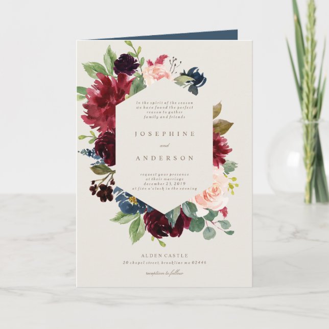 Winter Elegance Wedding Pocket Invitation (Front)