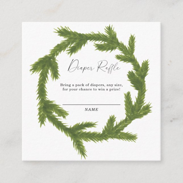 Winter elegant baby gender neutral diaper raffle enclosure card (Front)
