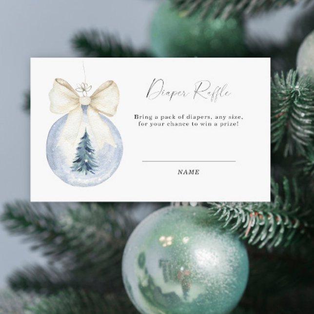 Winter elegant baby gender neutral diaper raffle enclosure card (Creator Uploaded)