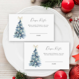 Winter elegant baby gender neutral diaper raffle enclosure card