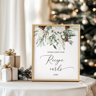 Winter elegant leave your recipe card here poster