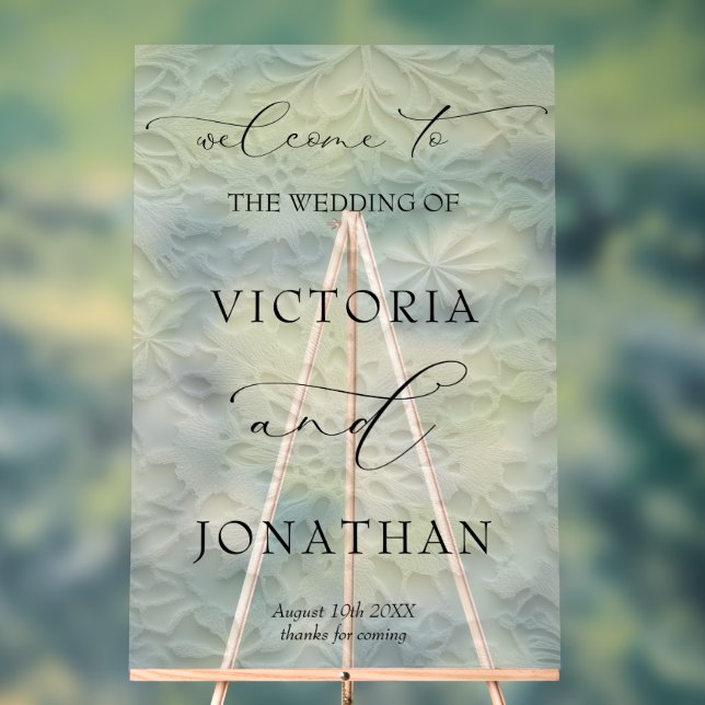 Winter Elegant Snowflakes Wedding Welcome Acrylic Sign (Neutral)