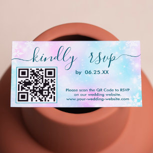Winter Elegant Wedding RSVP Online With QR Code Enclosure Card