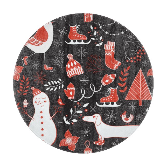 Winter Elements: Cute Hand Drawn. Cutting Board (Front)