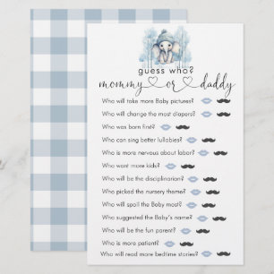 Winter elephant Boy Baby Shower "Guess Who" Game