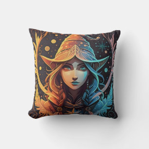 Winter Elf Whimsy: Beautiful Logo Style Design Cushion