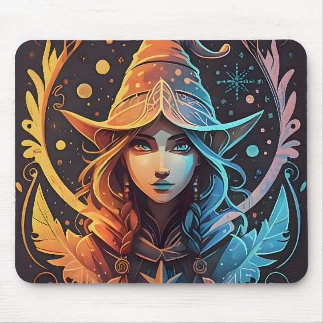 Winter Elf Whimsy: Beautiful Logo Style Design Mouse Mat (Front)
