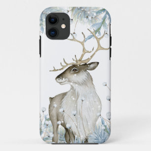 Winter Elk Watercolor iPhone 11 Case