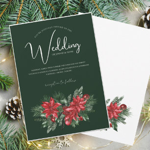 Winter Emerald Green Festive Christmas Wedding Invitation