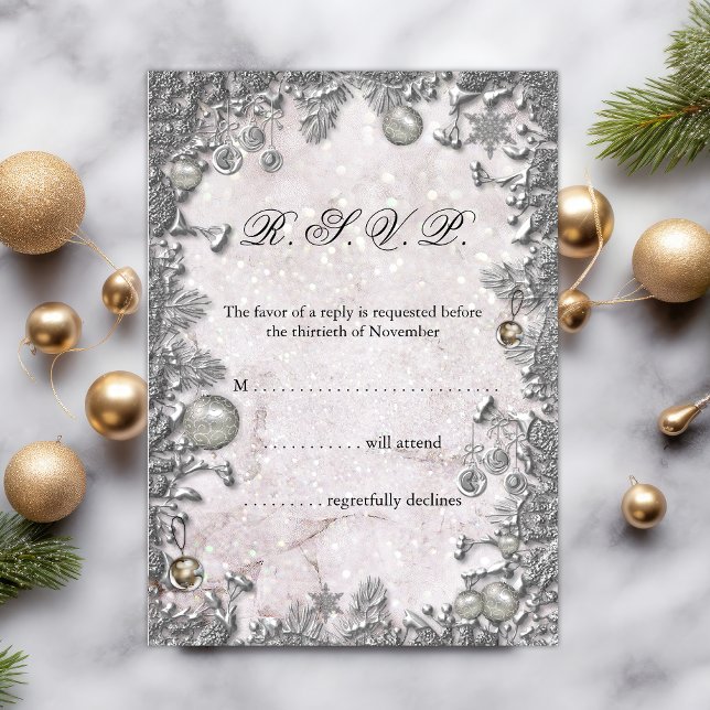 Winter Enchantment Christmas Wedding RSVP Invitation (Creator Uploaded)