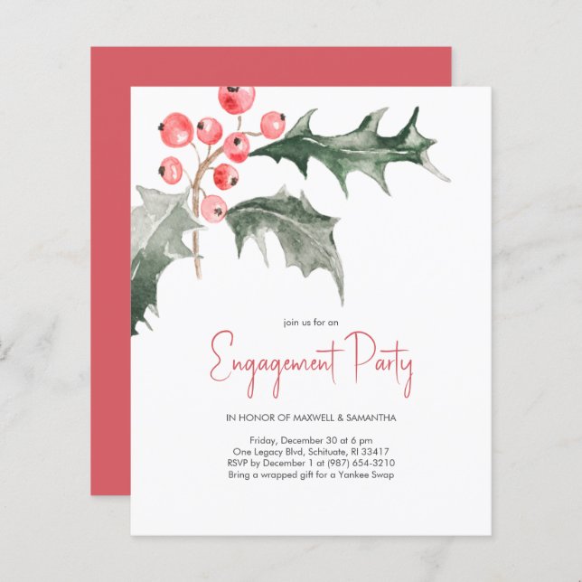 Winter Engagement Party Budget Invitations (Front/Back)