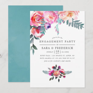 Winter Engagement Party Floral Invitation