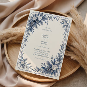 Winter Engravings In Porcelain Blue Invitation