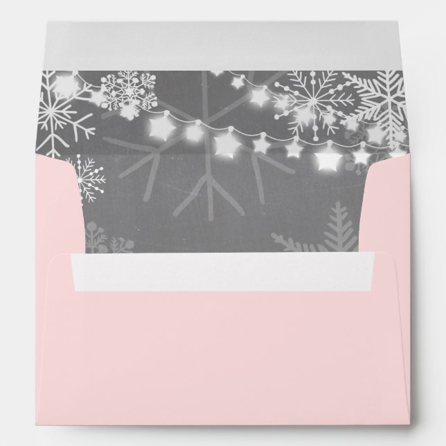 Winter Envelope Snowflakes Grey pink onederland (Back (Bottom))