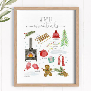 Winter essentials art print - children poster