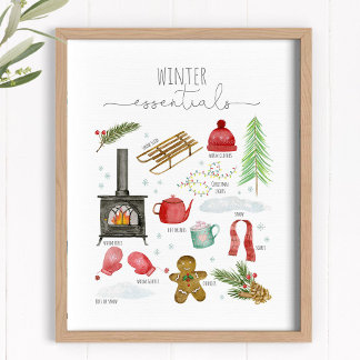 Winter essentials art print - children poster