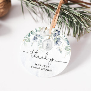 Winter eucalyptus bridal shower favour tag