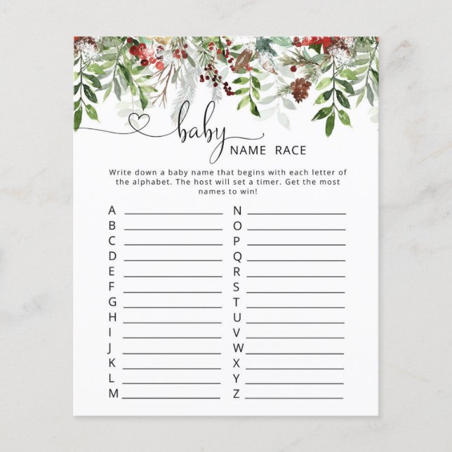 Winter evegreen baby name race game (Front)