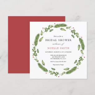 Winter Evergreen and Holly Bridal Shower Invitation