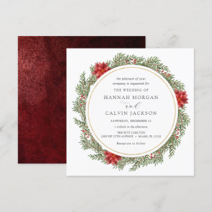 Winter Evergreen and Holly Wedding Invitation