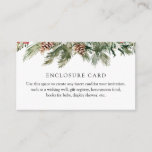 Winter Evergreen and Pinecone Custom Enclosure Card<br><div class="desc">Customise this enclosure card for your needs! Great for details,  hotel accommodations,  registry info,  etc. Featuring watercolor winter evergreen greenery and pinecones.</div>