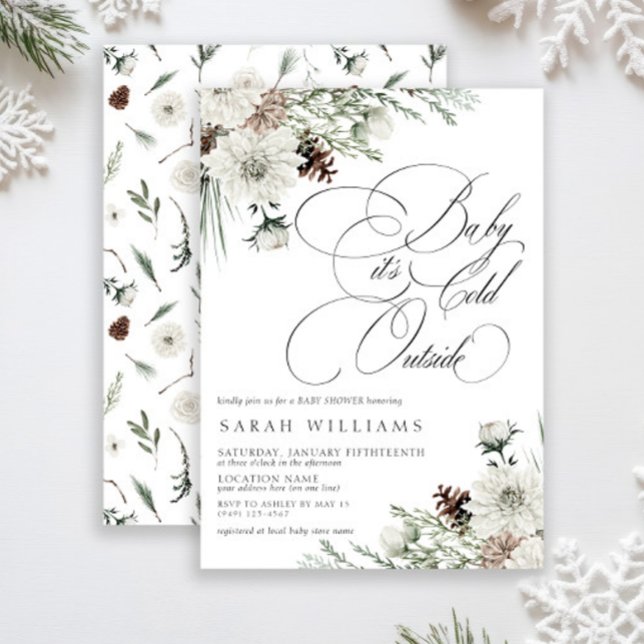 Winter Evergreen Baby its Cold Outside Baby Shower Invitation (Creator Uploaded)