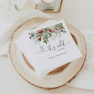 Winter evergreen baby shower napkins