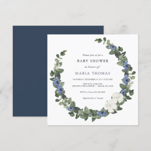Winter Evergreen Blue Baby Shower Invitation