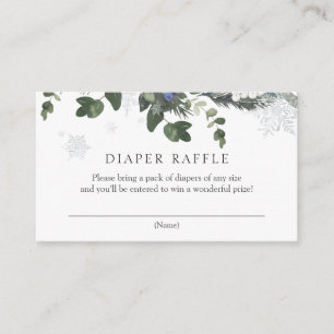 Winter Evergreen Blue Diaper Raffle Enclosure Card