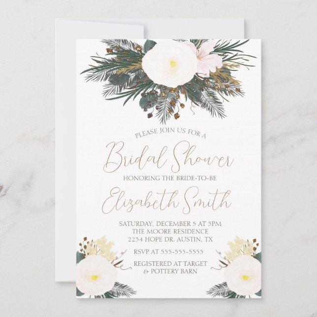 Winter Evergreen Bridal Shower Invitation (Front)