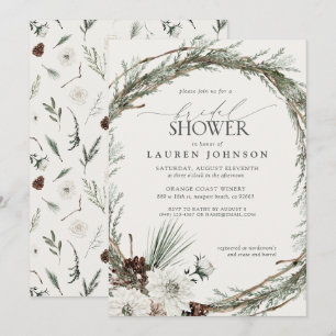 Winter Evergreen Elegant Bridal shower invitation